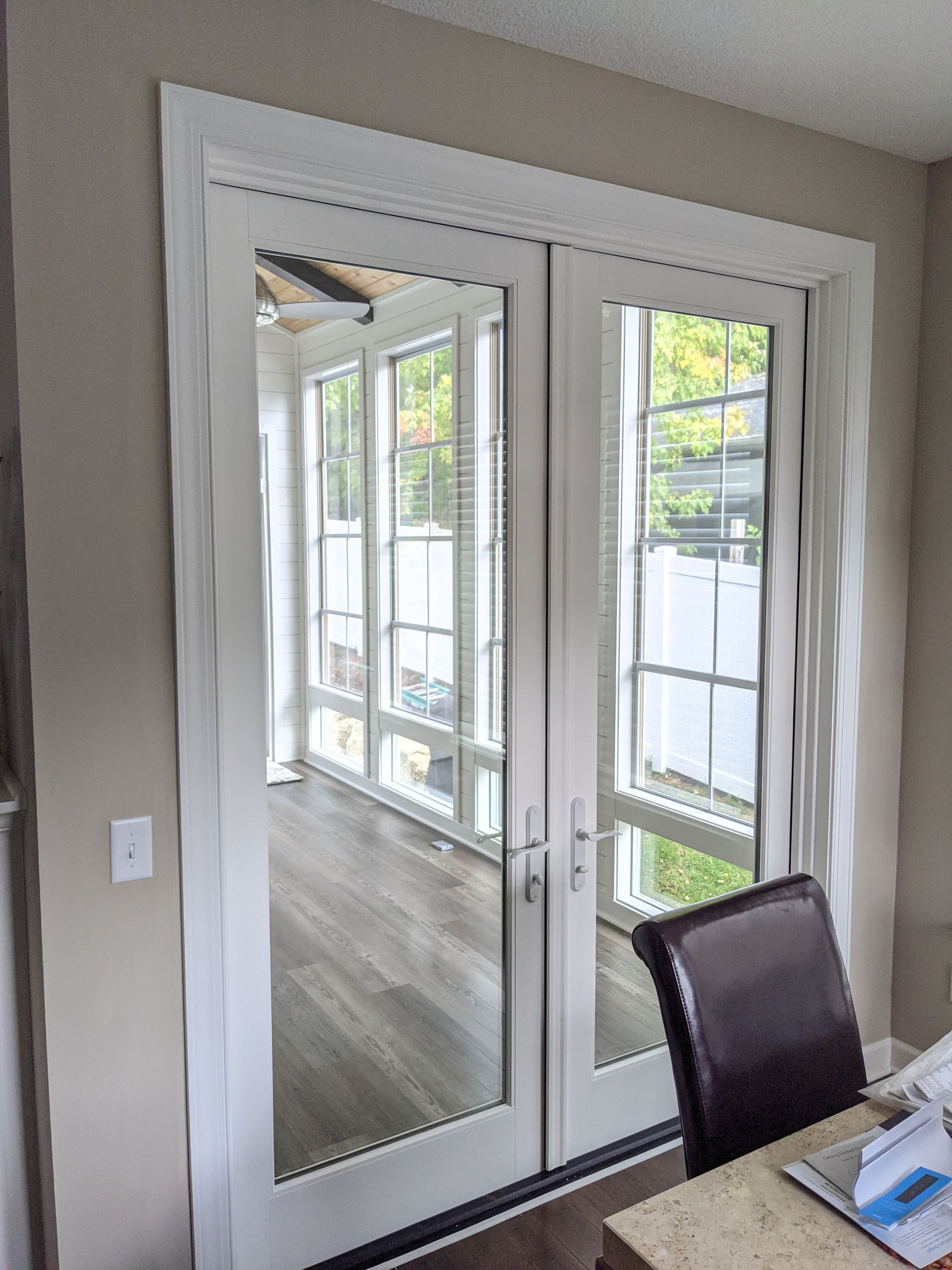 New 6′-0″ French door from home to Porch Addition