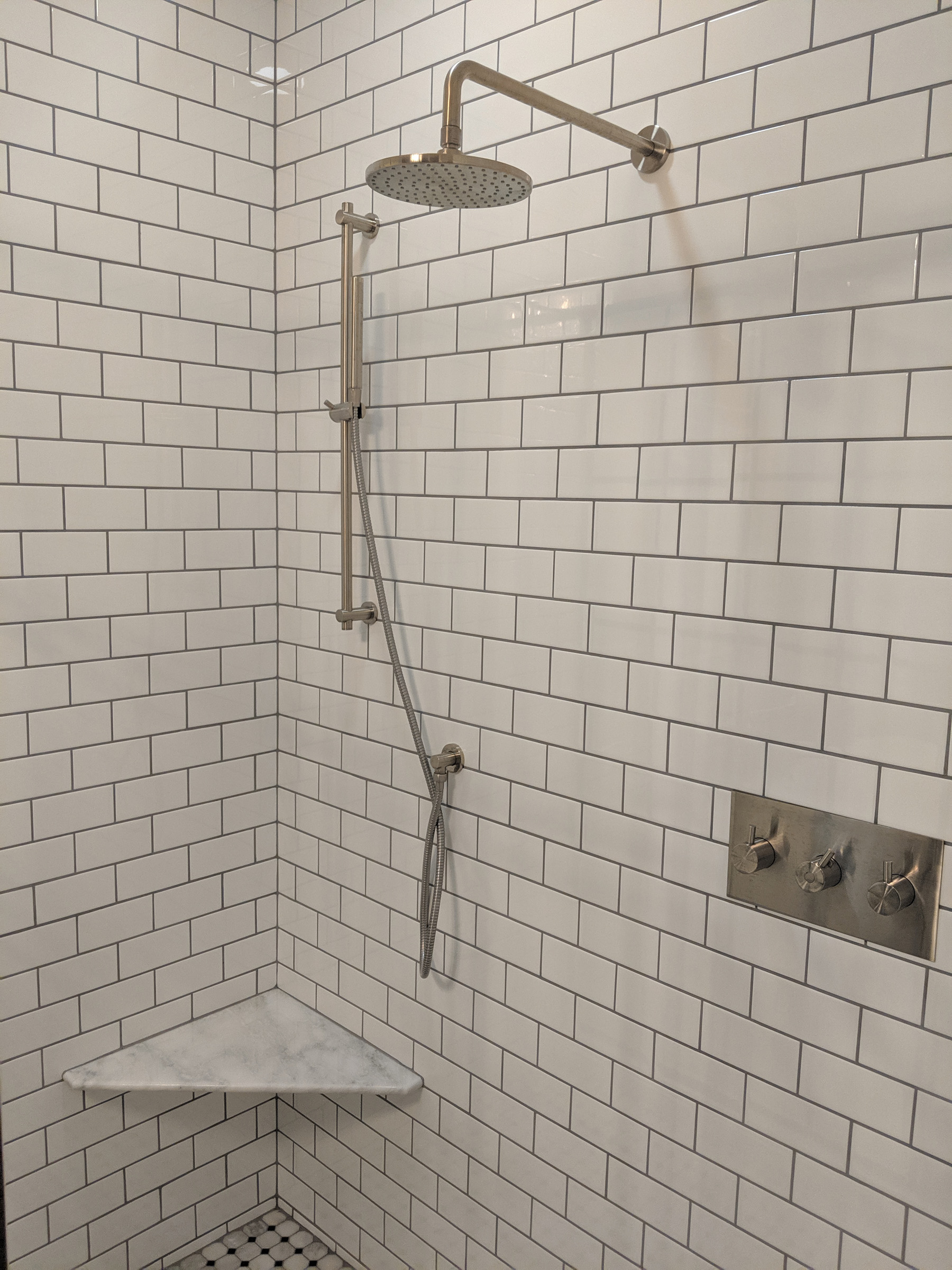 Subway tile shower walls