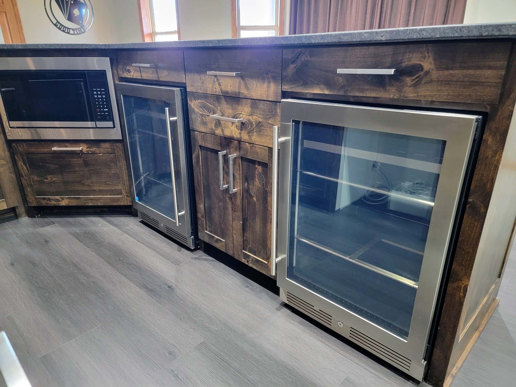 Built-in wine coolers and microwave