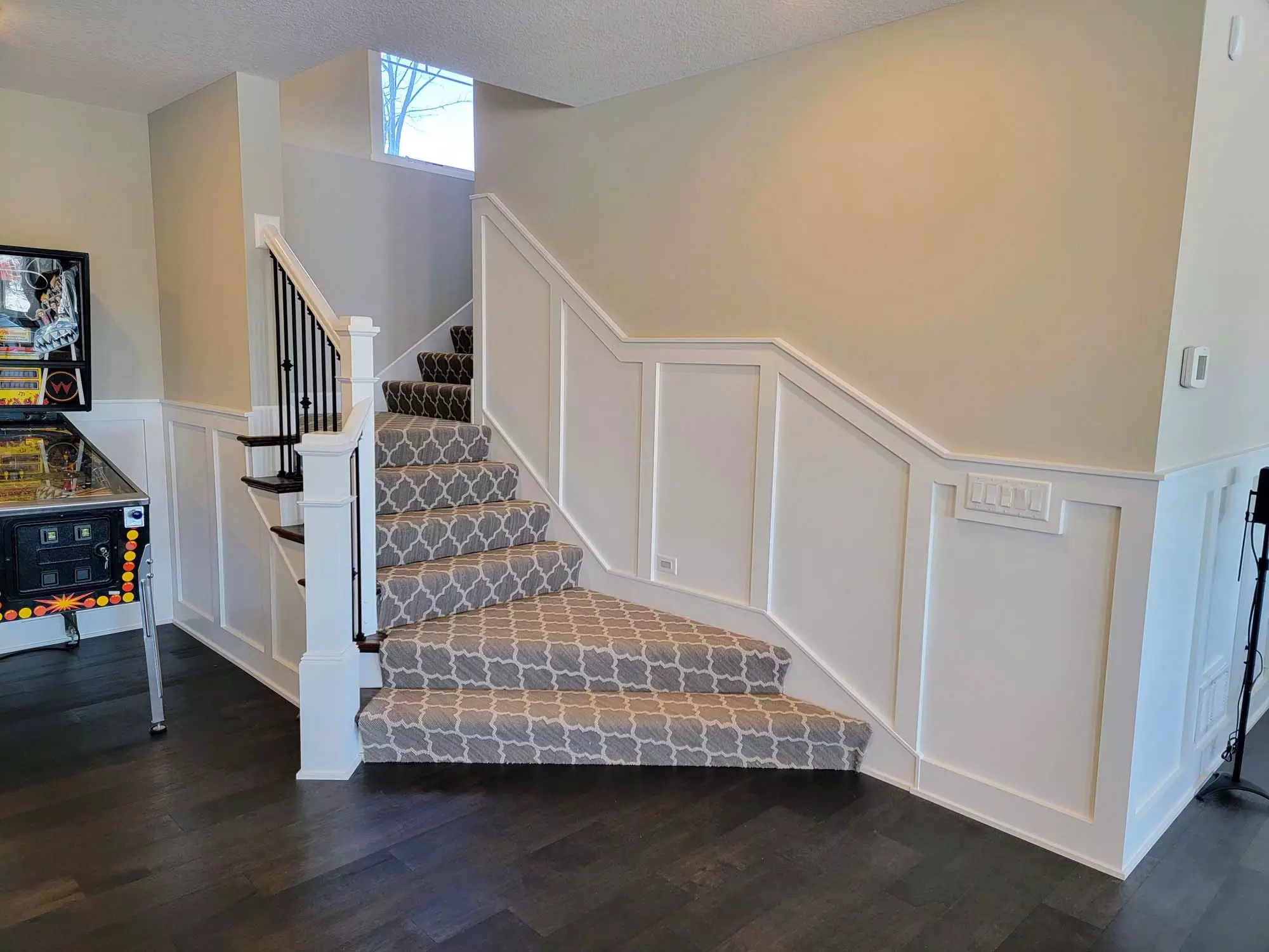 Zigzag staircase with Wainscoting