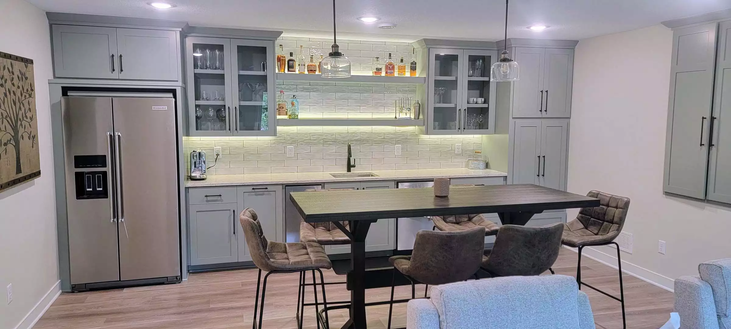 Wet bar with custom Designed cabinets