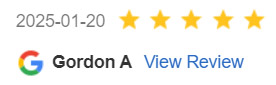 5 Star Google Review by Gordon A