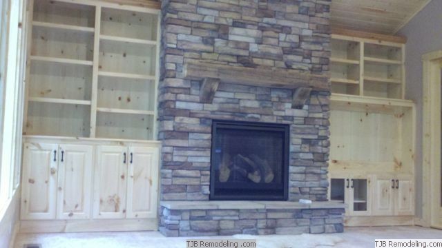 Stone Fireplace and Entertainment Center