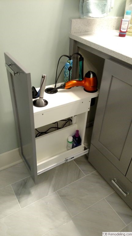 Pull-out Drawers for Hair Dryer, Curling Iron, Accessories