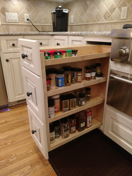 Double sided spice rack pullout