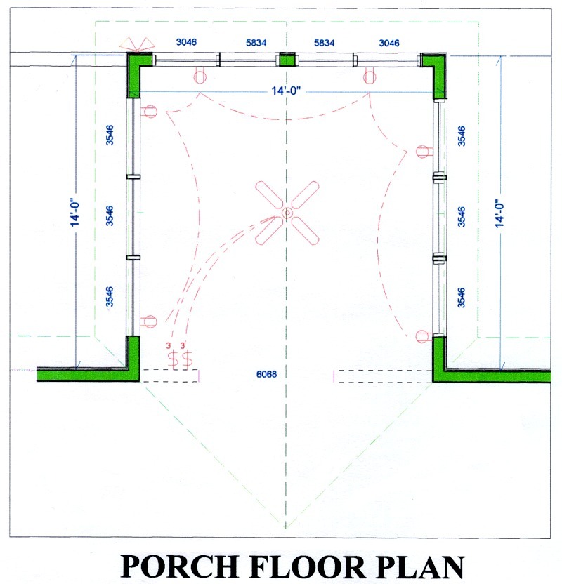 CAD view porch floor plan